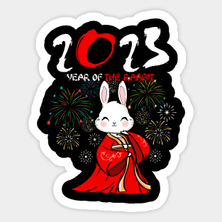 2023 Year Of the Rabbit Chinese New Year 2023 Dabbing Bunny Sticker